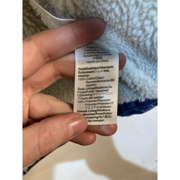 J Crew Jean Trucker Jacket Sherpa Lined Women’s Medium Blue Denim Button Up - Picture 8 of 9